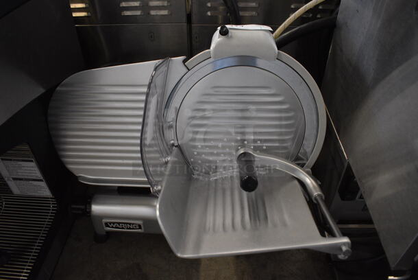 Waring Stainless Steel Commercial Countertop Meat Slicer w/ Blade Sharpener. 21x17x16. Tested and Working!