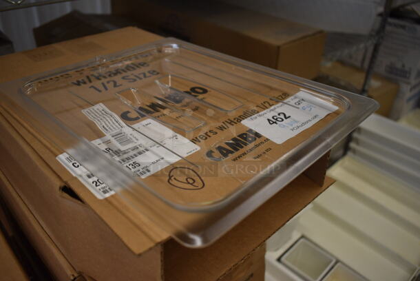 ALL ONE MONEY! Lot of 54 BRAND NEW IN BOX! Cambro Clear Poly 1/2 Size Drop In Bin Lids - Image 2 of 3