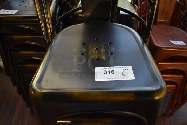 6 Black Metal Tolix Style Dining Height Chairs. 17x17x33. 6 Times Your Bid! (lounge) - Image 4 of 6