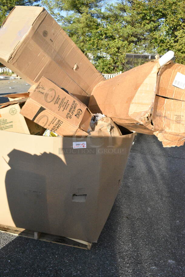 16 BRAND NEW Boxes Including 164VYCHAIRBK Lancaster Table & Seating Vineyard Series Smokey Black Outdoor Cross Back Chair, 5002WRAPNAPN EcoChoice WrapNap 2-Ply Natural Kraft 1/4 Fold Dinner Napkin 16" x 16" - 3000/Case, 164BMCAFEWHT Lancaster Table &amp; Seating Alloy Series Pearl White Outdoor Cafe Barstool, 164BMBKLSWHT Lancaster Table &amp; Seating Alloy Series Pearl White Outdoor Backless Barstool. 16 Times Your Bid!  - Image 1 of 12