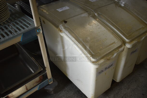 Continental White Poly Ingredient Bin w/ Clear Lid on Commercial Casters. 12.5x30x27.5 - Image 2 of 4