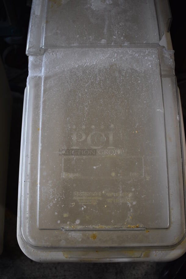 Continental White Poly Ingredient Bin w/ Clear Lid on Commercial Casters. 12.5x30x27.5 - Image 4 of 6