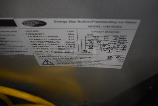 BRAND NEW! Whynter UIM-502SS Stainless Steel Self Contained Ice Machine. 115 Volts, 1 Phase. 15x24x33 - Image 7 of 8