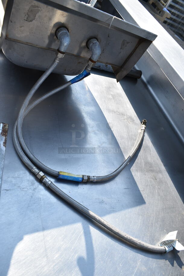 Stainless Steel Single Bay Wall Mount Sink w/ Faucet and Handles.  - Image 4 of 5