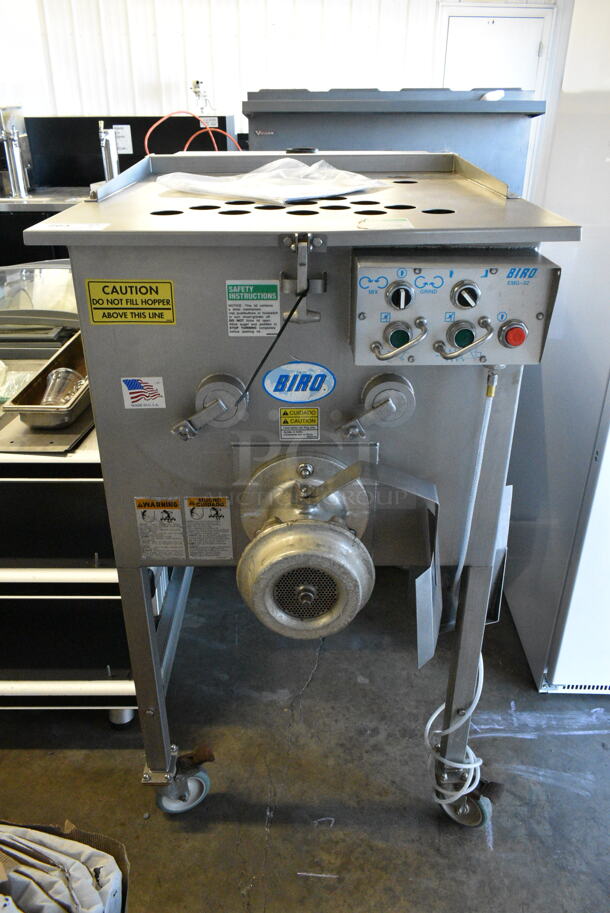 Biro EMG-32 Stainless Steel Commercial Countertop Meat Mixer Grinder on Commercial Casters. 208 Volts, 3 Phase.  - Image 1 of 6
