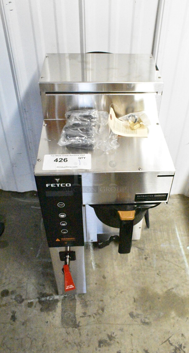 BRAND NEW SCRATCH AND DENT! Fetco CBS-1231 Stainless Steel Plus Series Single Automatic Digital Coffee Brewer With Plastic Brew Basket and Hot Water Dispenser. 120 Volts, 1 Phase.  - Image 3 of 10
