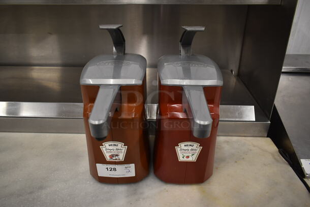 ALL ONE MONEY! Lot of 2 Red and Gray Poly Ketchup Dispensers. - Image 1 of 5