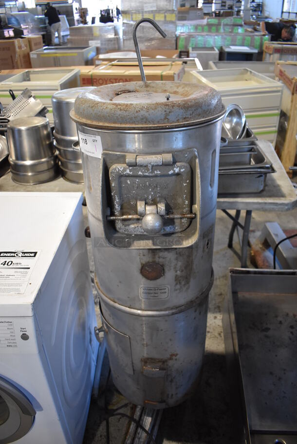 Univex G Stainless Steel Commercial Electric Powered Potato Peeler. Missing Leg. 16x21x55. Tested and Working! - Image 1 of 7
