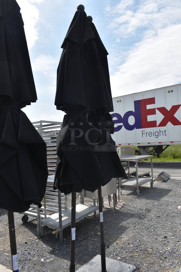 Black Patio Umbrella on Metal Base. 12.5x12.5x108 - Image 2 of 4