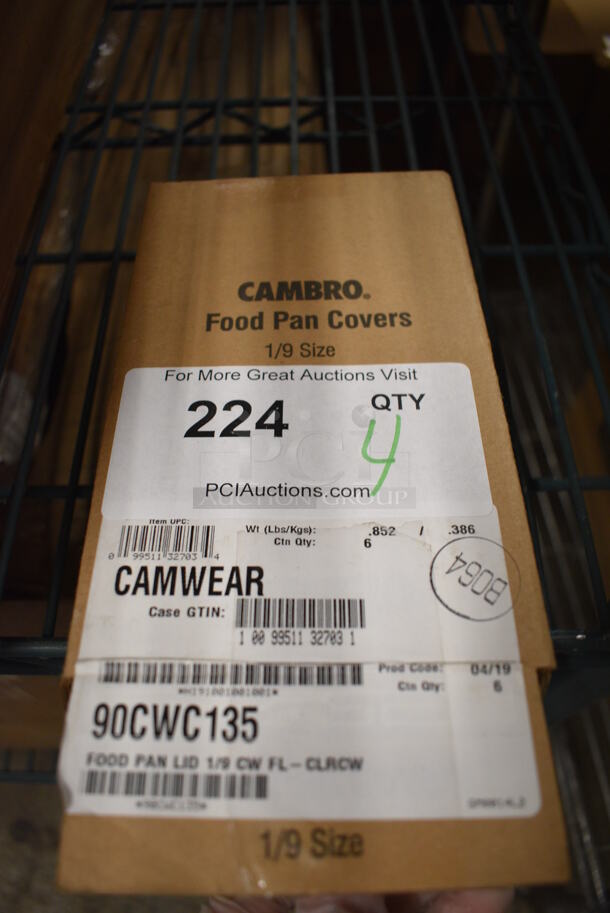 ALL ONE MONEY! Lot of 4 BRAND NEW IN BOX! Cambro Clear Poly 1/9 Size Drop In Bin Lids! - Image 4 of 4