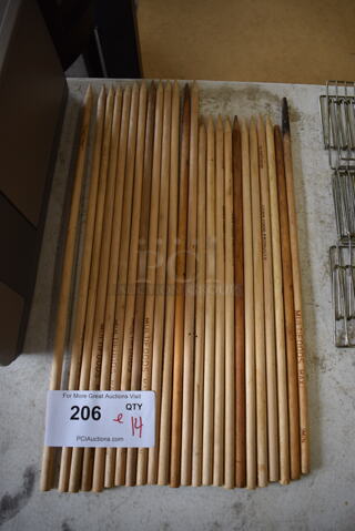 ALL ONE MONEY! Lot of 14 Wooden Stakes! Includes 18"