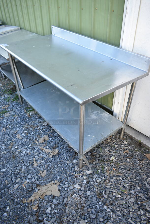Stainless Steel Table w/ Under Shelf and Back Splash.  - Image 2 of 3