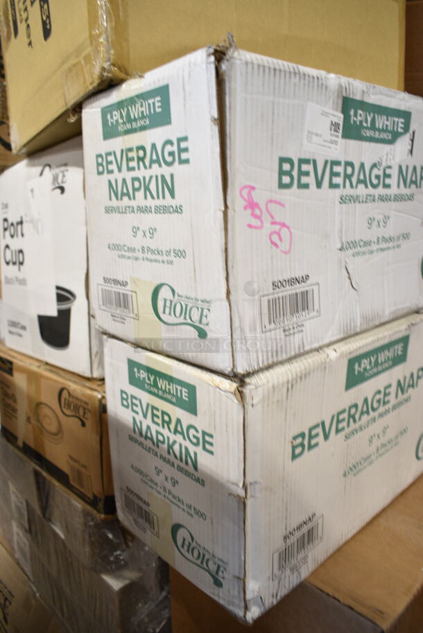 PALLET LOT of 30 BRAND NEW Boxes Including 2 Box 5001BNAP Choice White Beverage Cocktail Napkin 4000/case, 500MFTN Lavex Natural Brown Kraft M-Fold (Multifold) Towel - 4000/Case, 2 Bundle 245CB12 WHITE Choice 12" x 12" x 2" White Customizable Corrugated Plain Pizza Box - 50/Bundle, 795KFTL4PE Choice 4 oz. Round PET Take-Out Lid - 1000/Case, Choice Black 2 oz Portion Cups, 2 Box 612FS1116 Choice Full Size Foil Steam Table Pan Shallow 1 11/16" Depth - 50/Case, Choice Food Containers, 50012W Choice 12 oz. White Poly Paper Hot Cup - 1000/Case, Dart 60HT1 White Foam Hinged Lid Container 6" x 6" x 3" - 500/Case, CH24DEF 24 oz. Tamper-Resistant, Tamper-Evident Hinged Container, 831741 Cinnamon Buns Clam clear pet hinged containers. 30 Times Your Bid! - Image 9 of 12