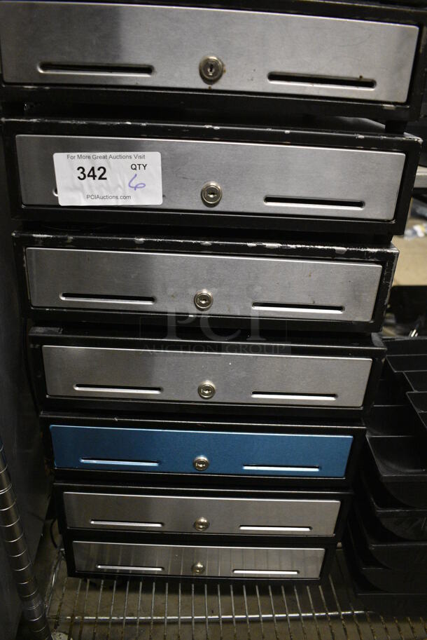 6 Metal Cash Drawers w/ Stainless Steel Face. 16x16.5x4.5. 6 Times Your Bid!