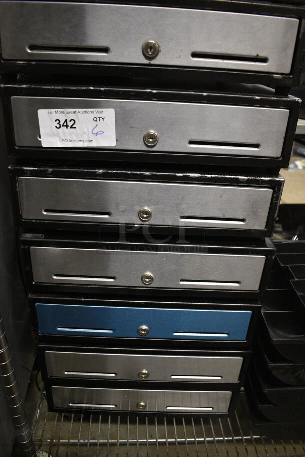 6 Metal Cash Drawers w/ Stainless Steel Face. 16x16.5x4.5. 6 Times Your Bid! - Image 1 of 3