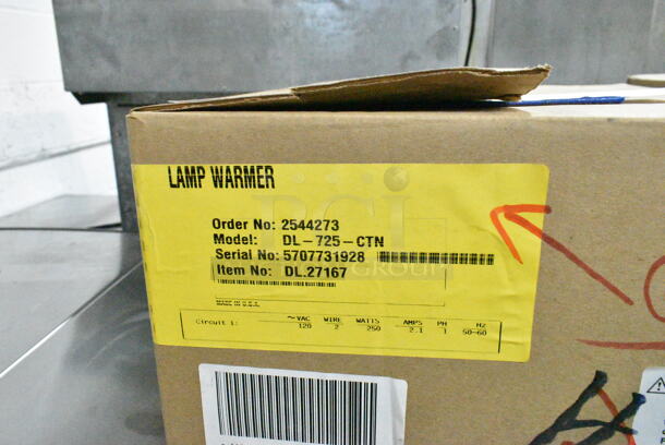 3 BRAND NEW IN BOX! Items; Hatco DL-725-RL 69 1/2" Ceiling Mount Heat Lamp w/ Retractable Cord, Hatco DL-775-RL 69 1/2" Ceiling Mount Heat Lamp w/ Retractable Cord, Hatco DL-725-CTN Heat Lamp, Cord Mount to Track Adapter. 120 Volts, 1 Phase. 3 Times Your Bid!  - Image 5 of 5