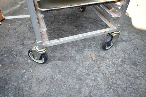 Metal Commercial Pan Transport Rack on Commercial Casters w/ Metal Baking Pans and Clear Cover.  - Image 7 of 8