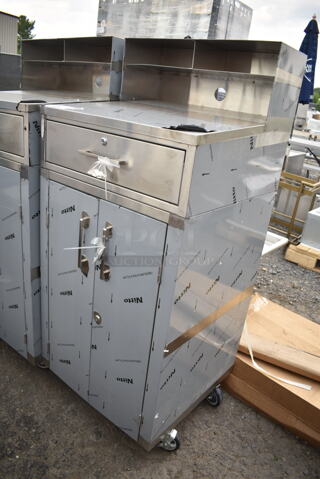 BRAND NEW SCRATCH AND DENT! Stainless Steel Commercial Counter w/ Drawer and 2 Doors on Commercial Casters. 