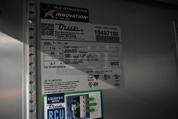 2023 True T-19F-HC ENERGY STAR Stainless Steel Commercial Single Door Reach In Freezer w/ Poly Coated Racks on Commercial Casters. 115 Volts, 1 Phase. Tested and Working! - Image 5 of 5