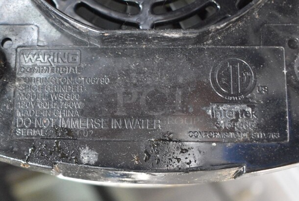 Waring Model WSG60 Metal Commercial Countertop Spice Grinder w/ Extra Cup. 120 Volts, 1 Phase. 7x7x12. Tested and Working! Works When Front Two Buttons Are Pushed Down - Image 5 of 5