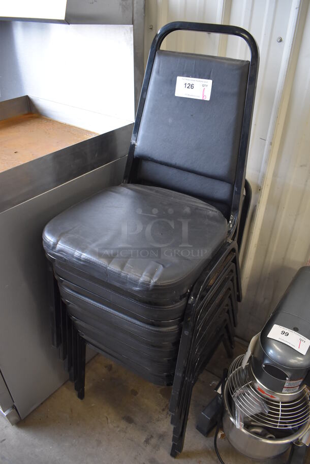 6 Black Stackable Banquet Chairs. 17x20x33. 6 Times Your Bid! - Image 2 of 3