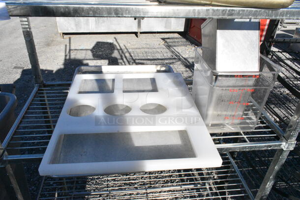 Rubbermaid Gray Poly Trash Can w/ Contents Including Metal Baking Pans.  - Image 3 of 4