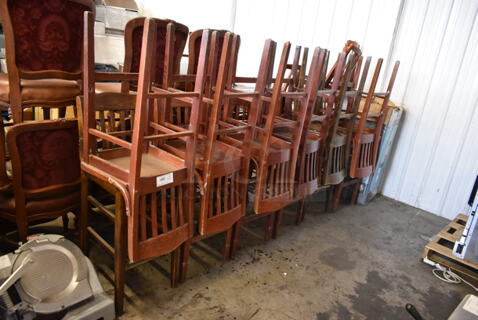 12 Wooden Bar Height Chairs w/ Vertical Back Rest Bars. 12 Times Your Bid!