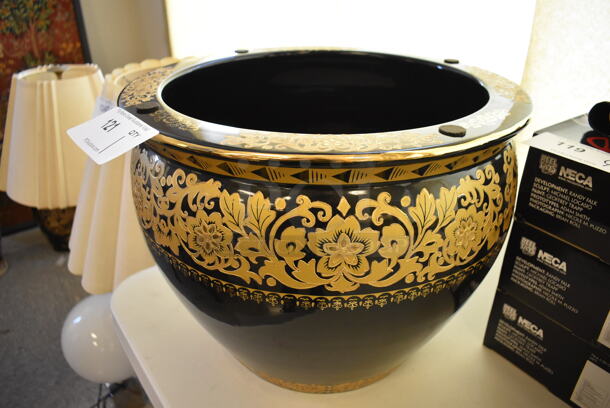 Black and Gold Patterned Vase.