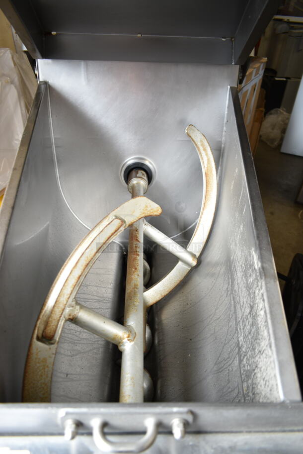 2016 Hobart MG2032 Metal Commercial Floor Style Electric Powered Meat Mixer Grinder w/ Foot Pedal on Commercial Casters. 208 Volts, 3 Phase. Tested and Working! - Image 4 of 5