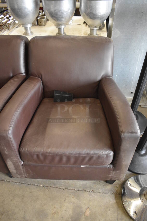 2 Brown Chairs w/ Arm Rests. 1 Leg Needs To Be Reattached. 30x30x32 - Image 3 of 5