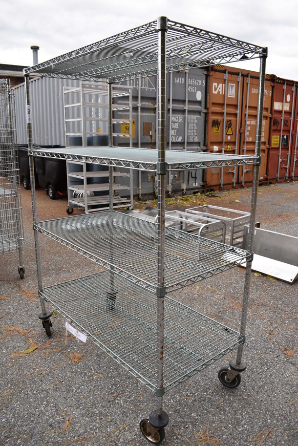 Metro Chrome Finish 4 Tier Wire Shelving Unit on Commercial Casters. BUYER MUST DISMANTLE. PCI CANNOT DISMANTLE FOR SHIPPING. PLEASE CONSIDER FREIGHT CHARGES. 48x24x68 - Image 2 of 5