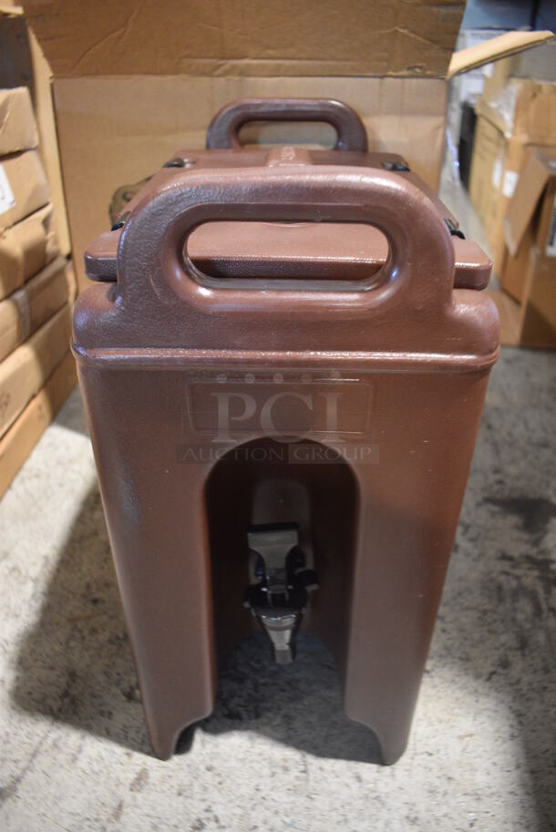 5 BRAND NEW IN BOX! Cambro Model 250LCD Brown Poly Insulated Beverage Holder Dispensers. 9x17x18. 5 Times Your Bid!