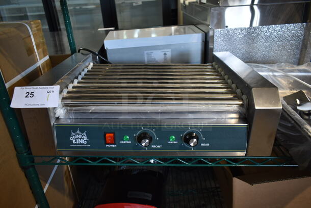BRAND NEW SCRATCH AND DENT! 2022 Carnival King 382HDRG24 Stainless Steel Commercial Countertop Hot Dog Roller. 120 Volts, 1 Phase. Tested and Working! - Image 1 of 6
