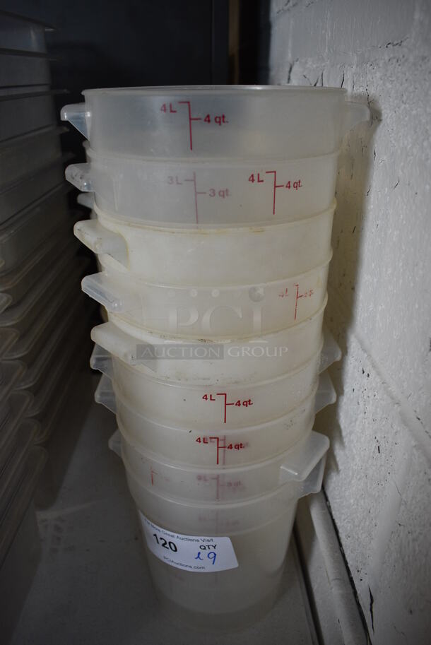 ALL ONE MONEY! Lot of 9 Poly 4 Quart Containers! 8x7x8.5 - Image 1 of 2