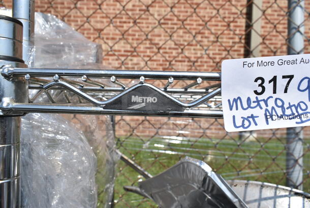 Chrome Finish 4 Tier Shelving Unit w/ Contents Including Stainless Steel Drop In Bins, Colander, Stock Pots. BUYER MUST DISMANTLE. PCI CANNOT DISMANTLE FOR SHIPPING. PLEASE CONSIDER FREIGHT CHARGES.  - Image 11 of 11