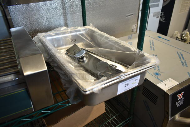 ALL ONE MONEY! BRNAD NEW Lot of 2 Stainless Steel Full Size Drop In Bins and 2 Metal Pieces. Includes 1/1x4 - Image 2 of 4