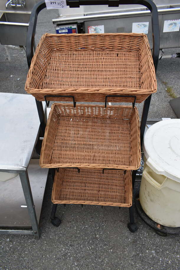 Black Metal Floor Style Display w/ 3 Baskets. - Image 3 of 3
