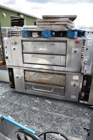 2 Morello Stainless Steel Commercial Natural Gas Powered Single Deck Pizza Ovens w/ Cooking Stones. 2 Times Your Bid!