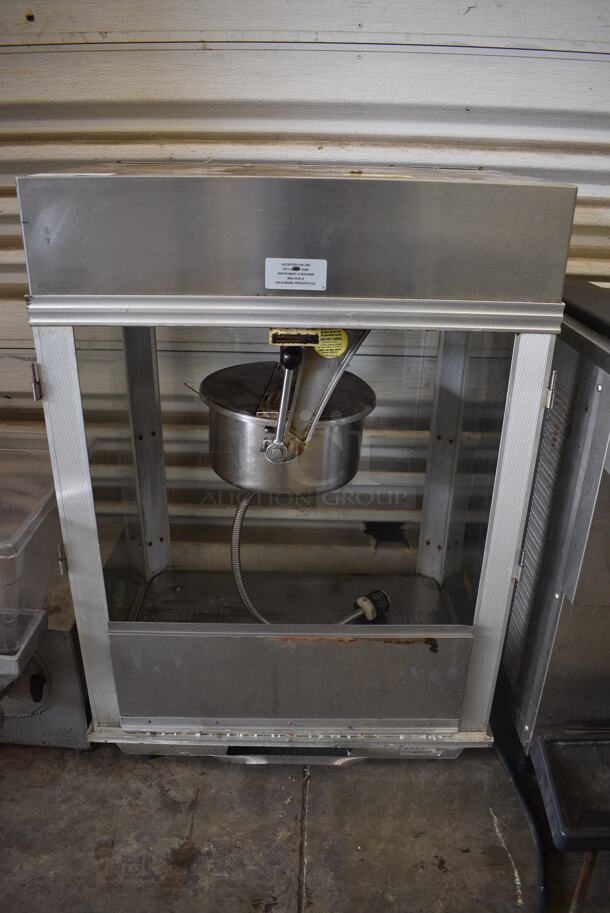 Gold Medal Model 2001ST Metal Commercial Countertop Popcorn Machine Merchandiser. Missing Poly Doors. 120 Volts, 1 Phase. 28x21x40. Cannot Test Due To Plug Style