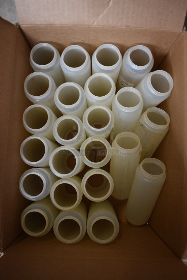 ALL ONE MONEY! Lot of 24 Poly Condiment Bottles. No Lids. 