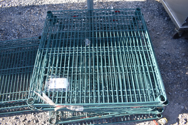 ALL ONE MONEY! Lot of 8 Metro Green Finish Wire Shelves. 24x24x1.5 - Image 1 of 3