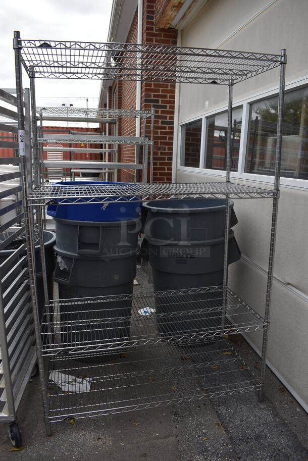 Metro Chrome Finish 4 Tier Wire Shelving Unit. BUYER MUST DISMANTLE. PCI CANNOT DISMANTLE FOR SHIPPING. PLEASE CONSIDER FREIGHT CHARGES. 48x24x74 - Image 1 of 3