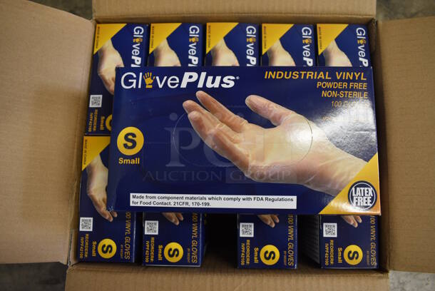 20 BRAND NEW BOXES of Give Plus Industrial Vinyl Powder Free Non Sterile Small Gloves. 20 Times Your Bid!