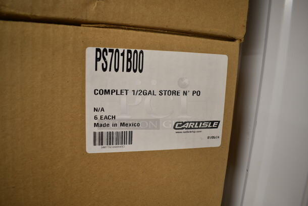 3 Boxes of 6 BRAND NEW SCRATCH AND DENT! Carlisle Store N' Pour 1/2 Gallon Container Set with Assorted Color Caps, Necks and Spouts PS701B00. 3 Times Your Bid! - Image 4 of 6