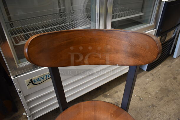 4 BRAND NEW SCRATCH AND DENT! Wood Pattern Dining Height Chairs on Black Metal Frame. 4 Times Your Bid! - Image 5 of 6