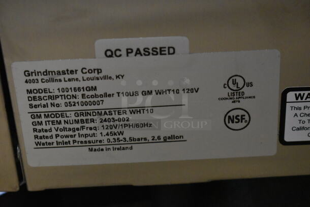 BRAND NEW SCRATCH AND DENT! Grindmaster 1001661GM Stainless Steel Commercial Countertop Ecoboiler Water Heater Dispenser. 120 Volts, 1 Phase. - Image 5 of 5