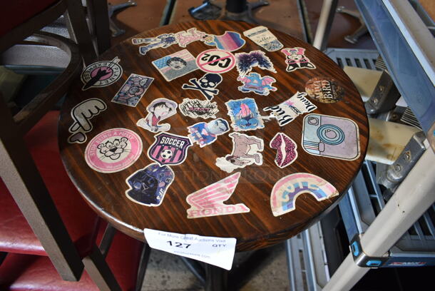 Wooden Round Bar Height Table on Black Metal Table Base. - Image 2 of 4