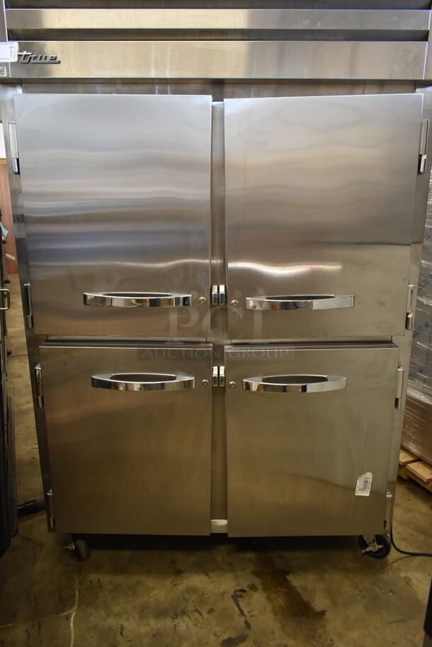2017 True STR2DT-4HS Stainless Steel Commercial 4 Half Size Reach In Dual Temperature Cooler and Freezer w/ Poly Coated Racks on Commercial Casters. 115 Volts, 1 Phase. Tested and Freezer Side is Working and Cooler Side Needs Refrigerant To Work - Image 3 of 12