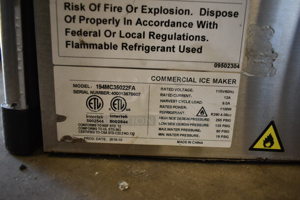 Avantco 194MC35022FA Stainless Steel Commercial Ice Machine Head. 115 Volts, 1 Phase. - Image 5 of 10