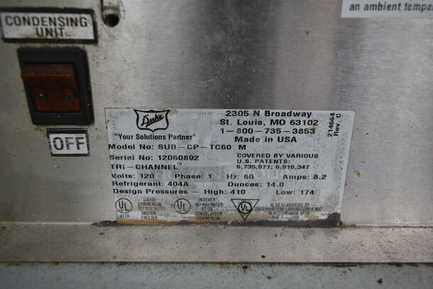 Duke SUB-CP-TC60 M Stainless Steel Commercial Subway Sandwich Make Line Prep Table w/ Sneeze Guard. 120 Volts, 1 Phase.  - Image 7 of 7